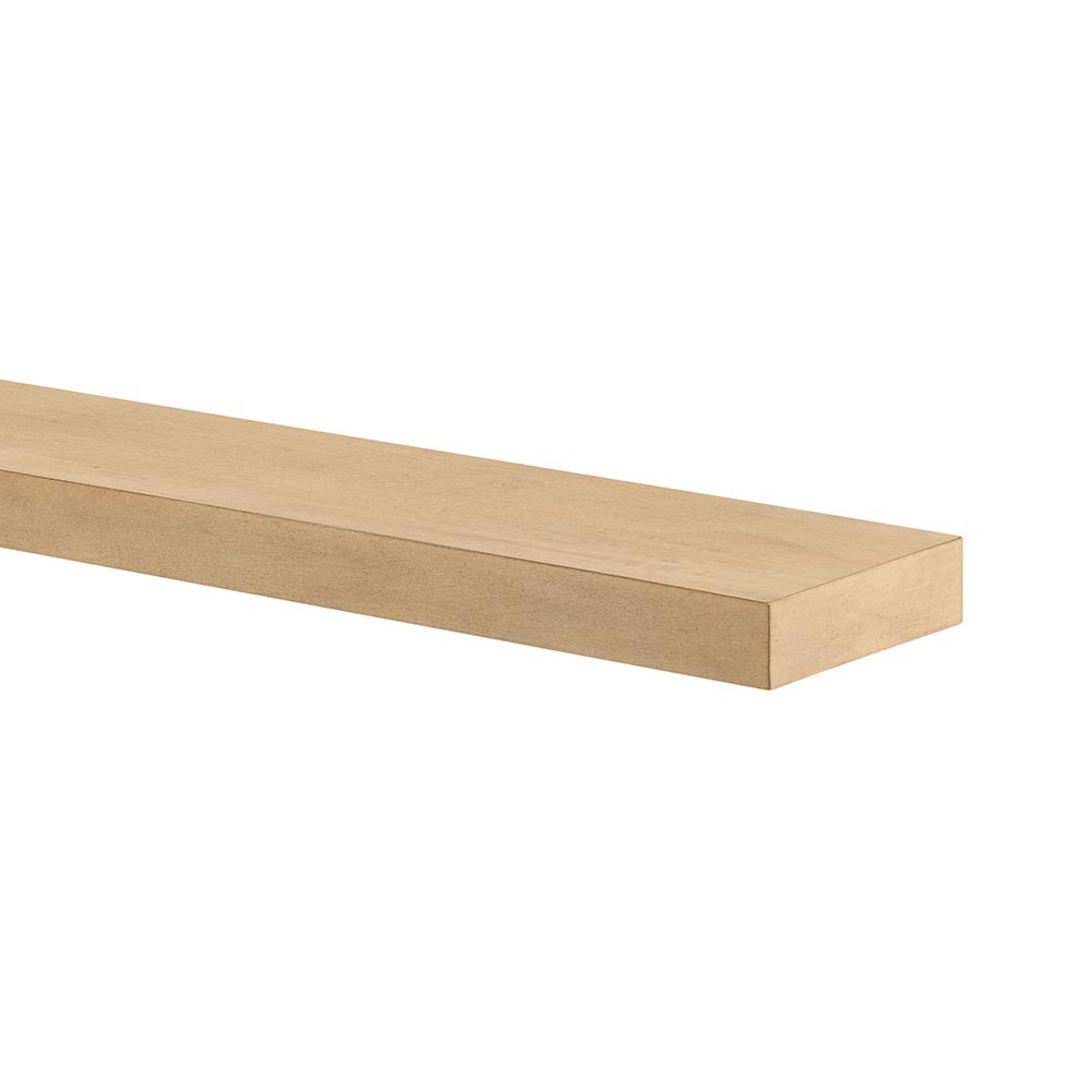 Angled view of Alma 36-in Maple Floating Shelf - Blonde Stain