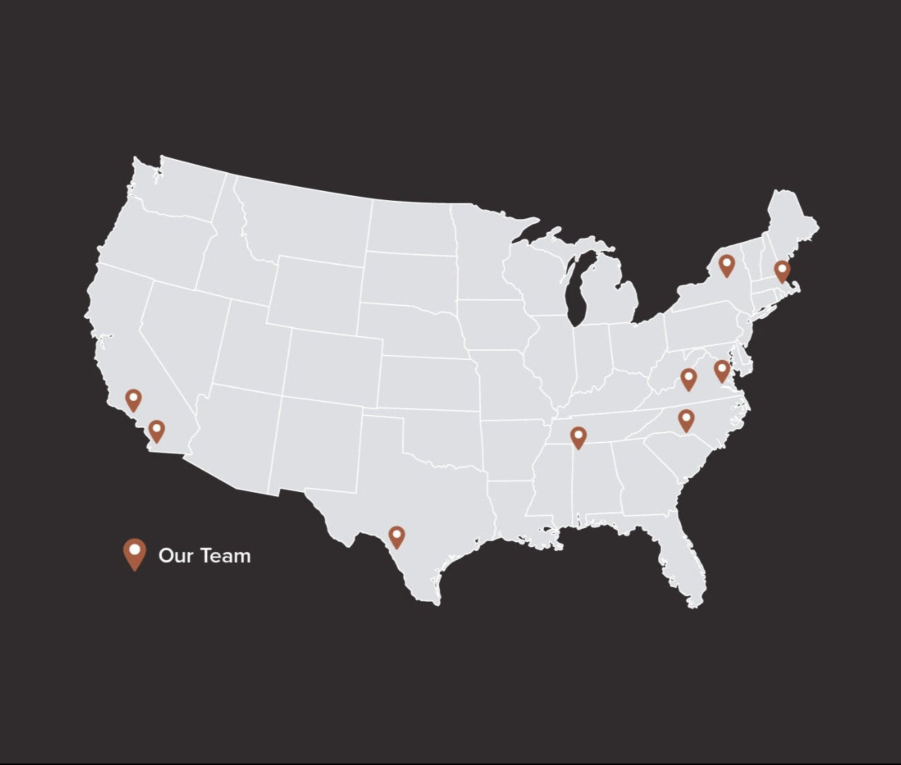 USA map where Modern Ember team is located.