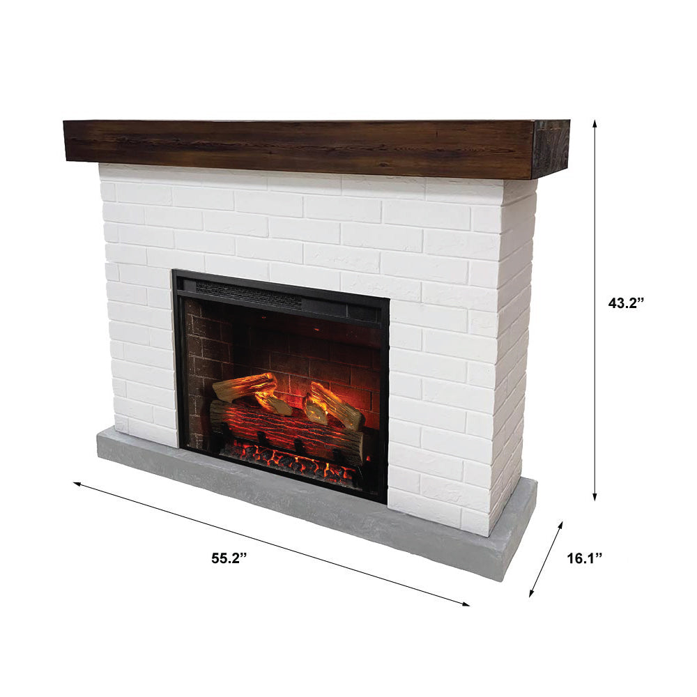 Jackson White Brick Mantel & 28" Firebox by Country Living