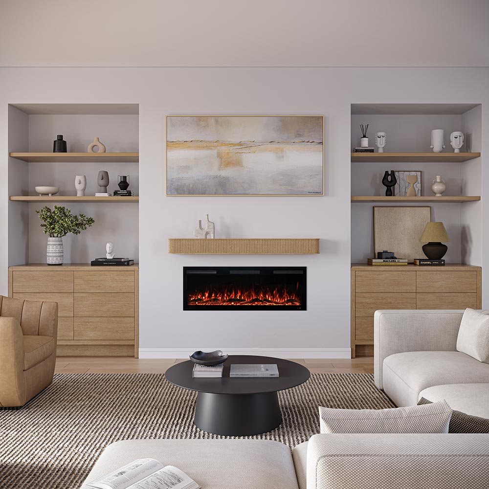 Alfama 72-in Reed Mantel Shelf Blonde Stain