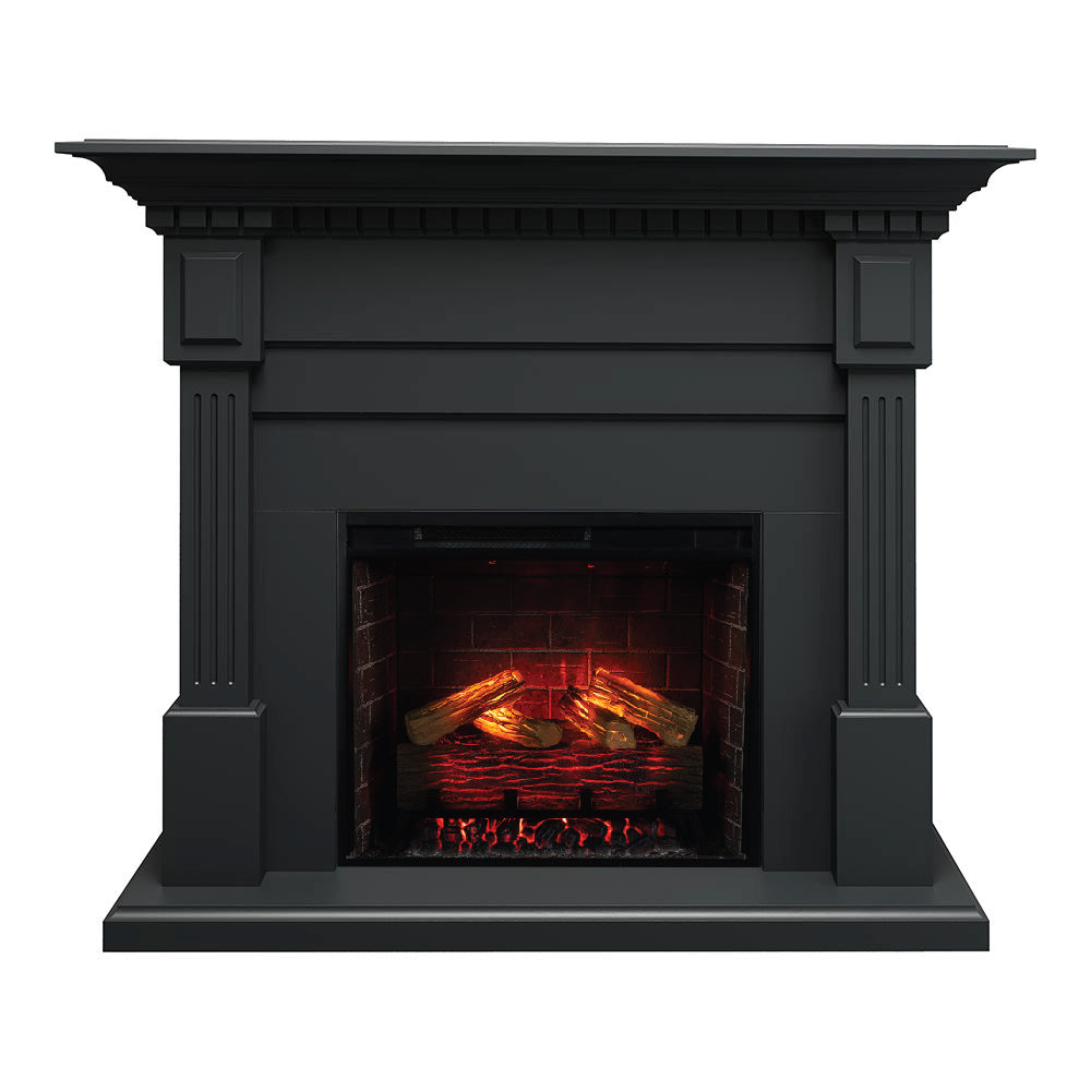 Modern Ember Augustine Black Electric Fireplace Mantel Package ME-AUG-SBK-28