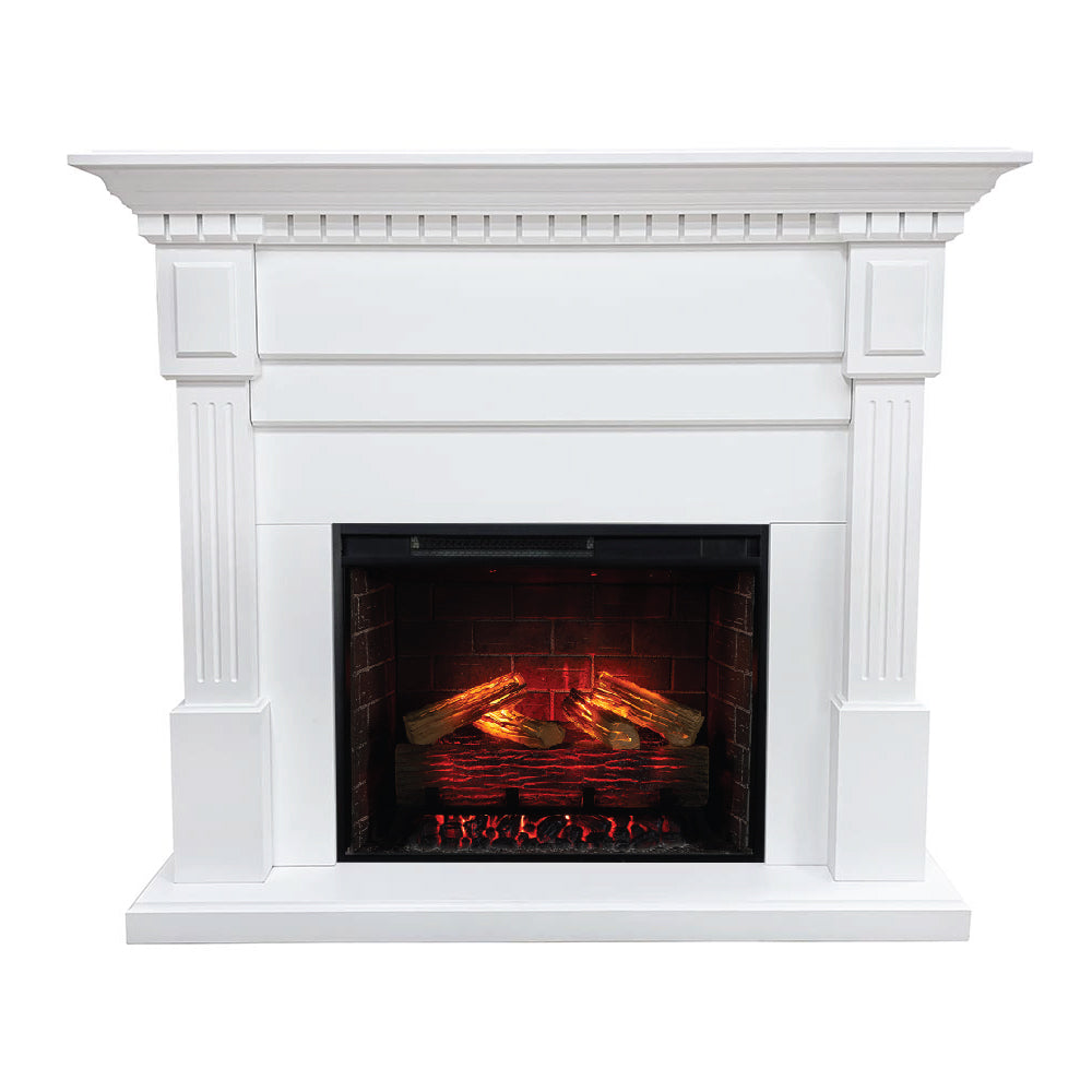 Modern Ember Augustine White Electric Fireplace Mantel Package ME-AUG-WHT-28