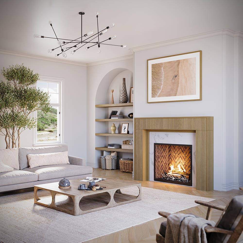 Hewitt 56x42 Wood Mantel - Blonde Stain