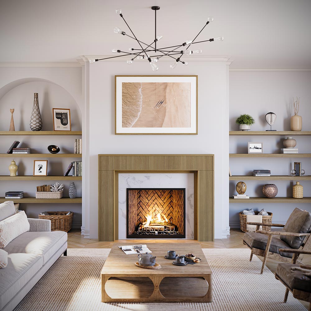Hewitt 56x42 Wood Mantel - Blonde Stain