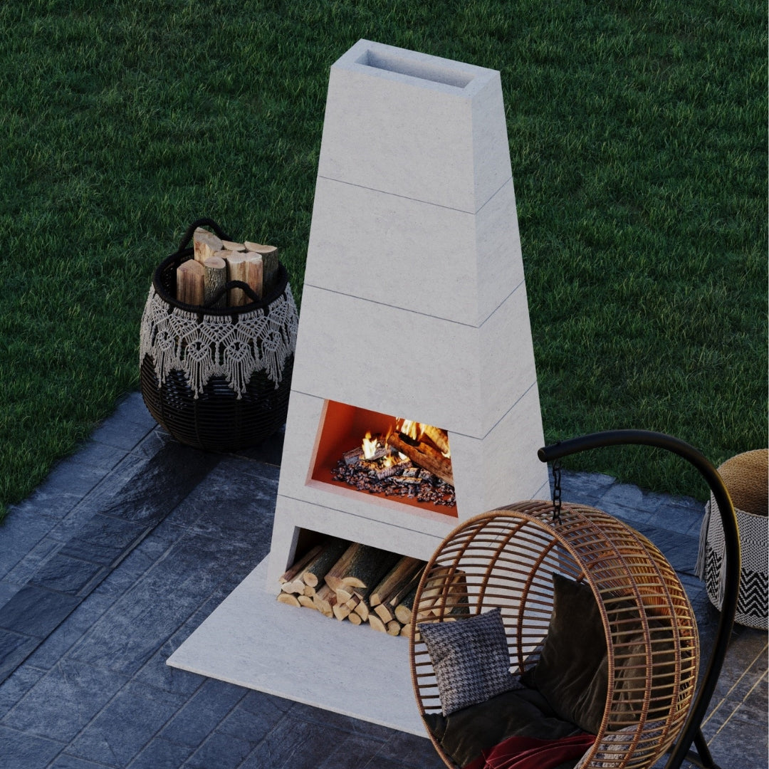 Modern Ember Kairo Fireplace in Buff