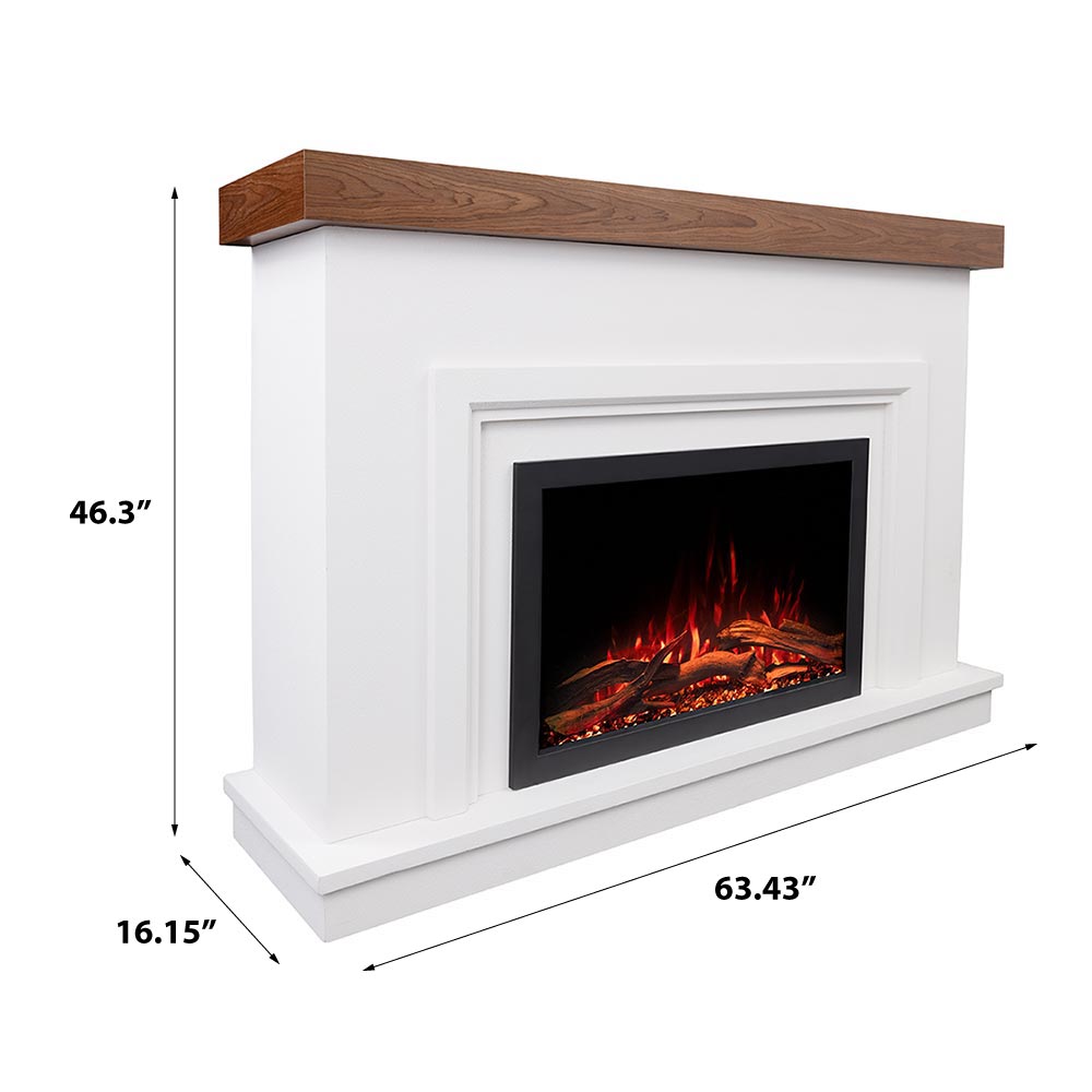 Diagram showing the side dimensions of the Leila Modern Stone Mantel.
