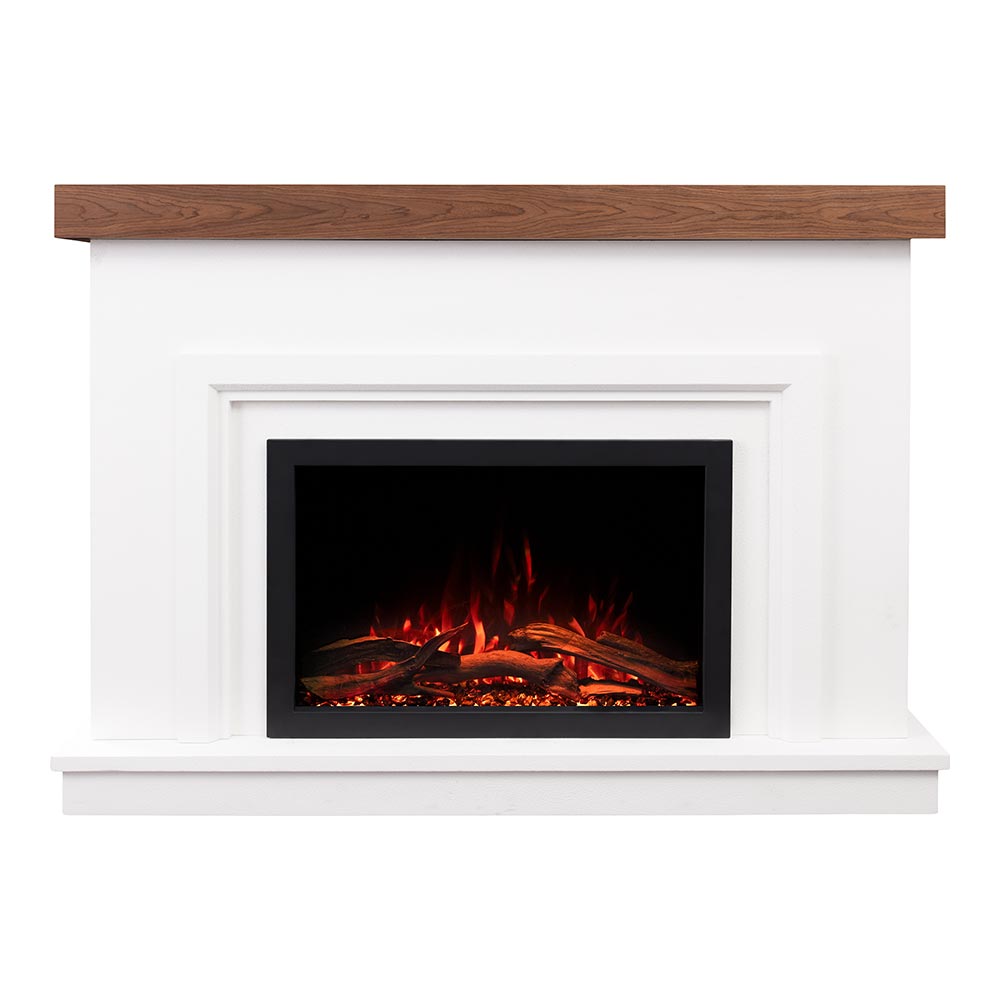 Straight-on view of the 33-inch smart-tech firebox insert with the flames lit.