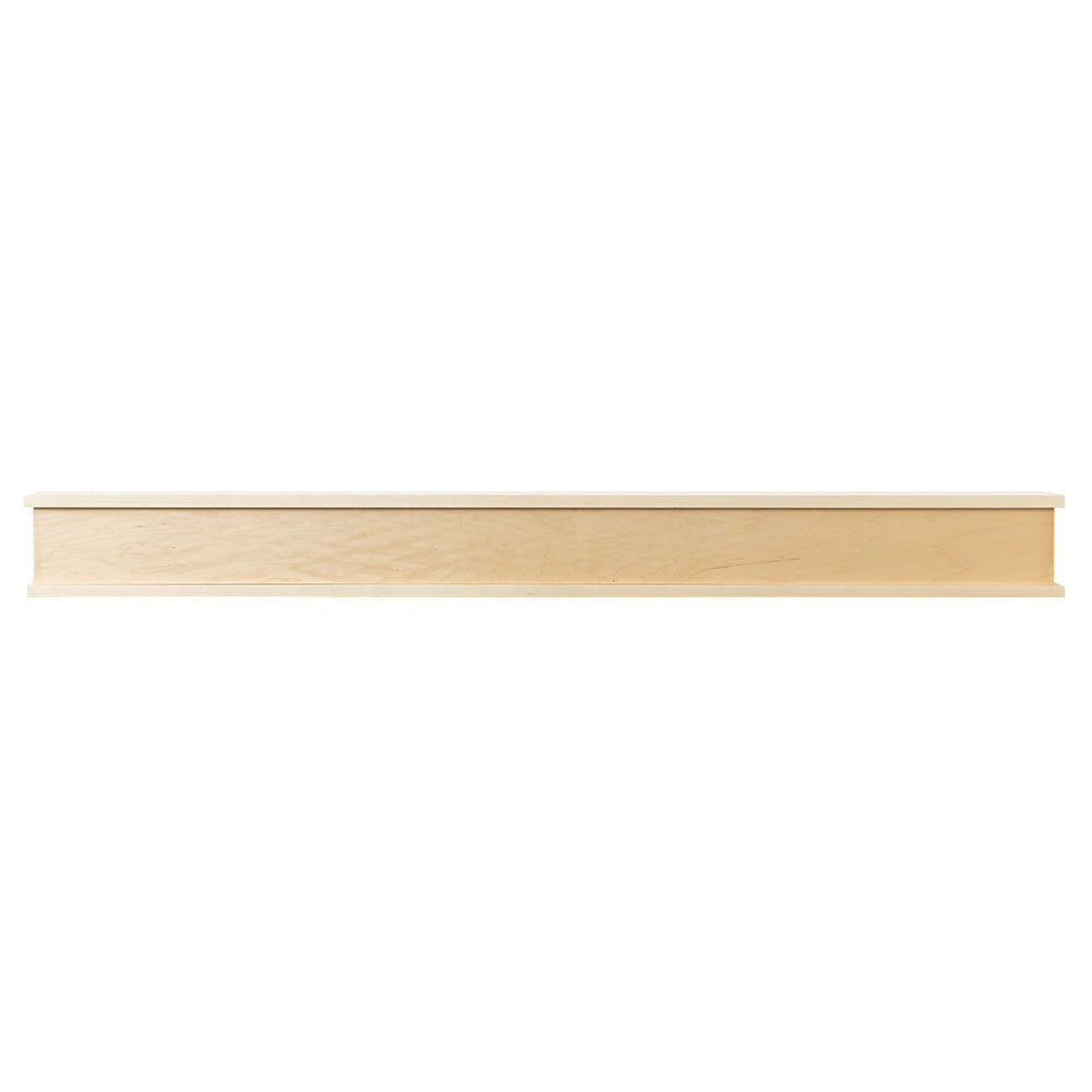 Muirwood 60-in Wood Mantel Shelf Clear Polyurathane front view.