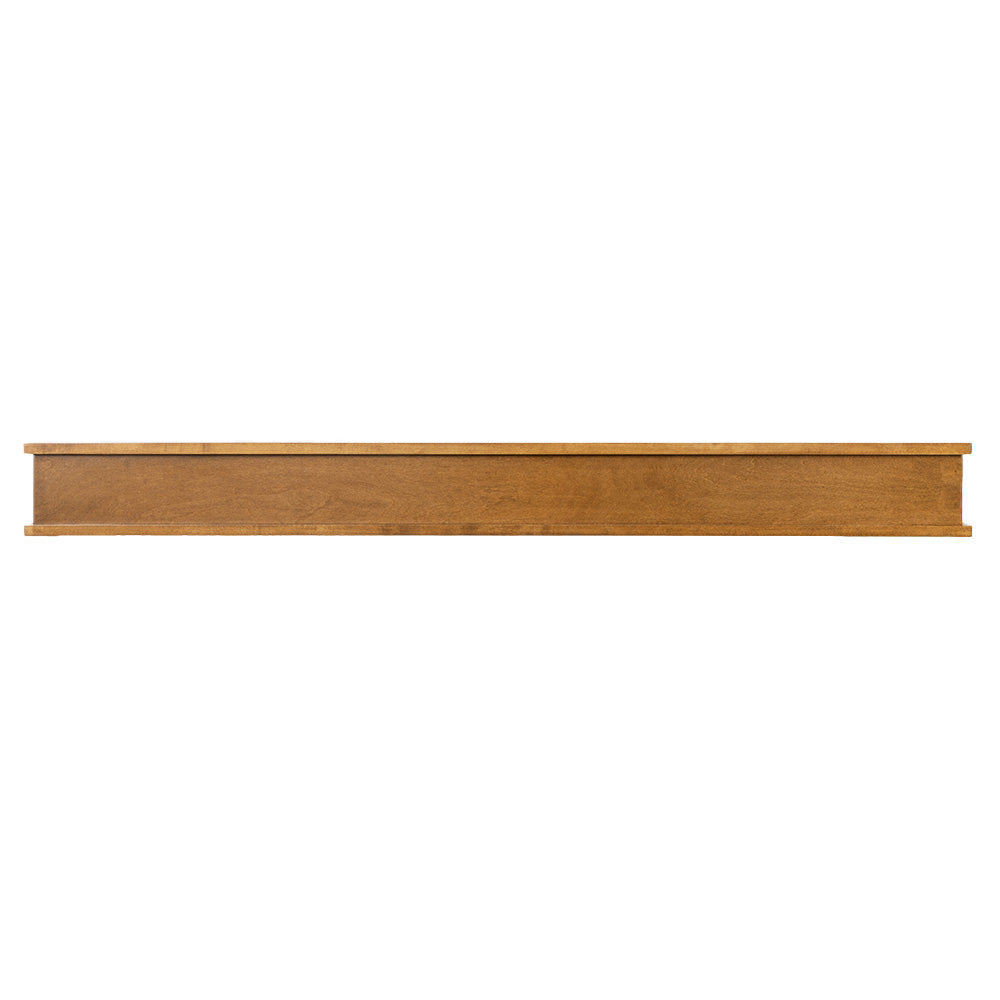 Muirwood 60-in Wood Mantel floating Shelf with a warm honey oak color finish, front view
