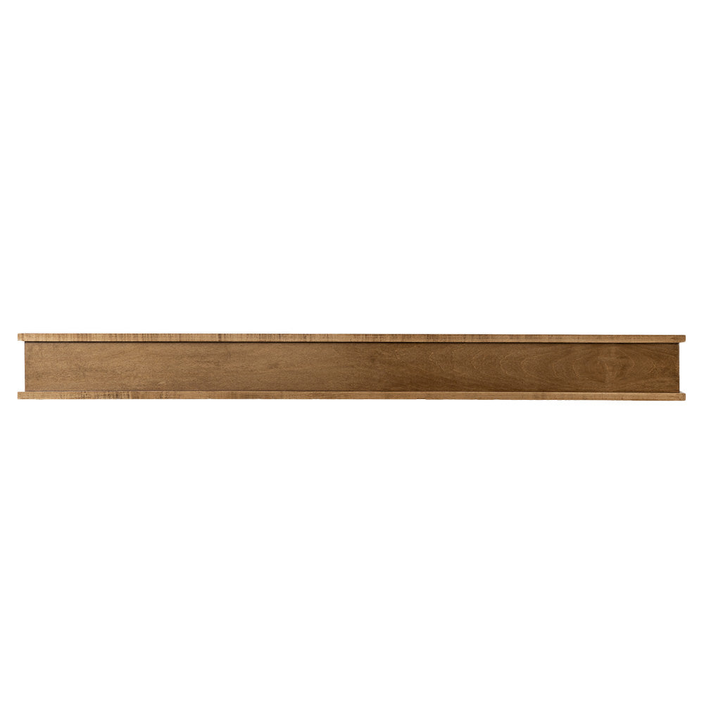 Muirwood 60-in Wood floating Mantel Shelf Provincial Stain, front view.