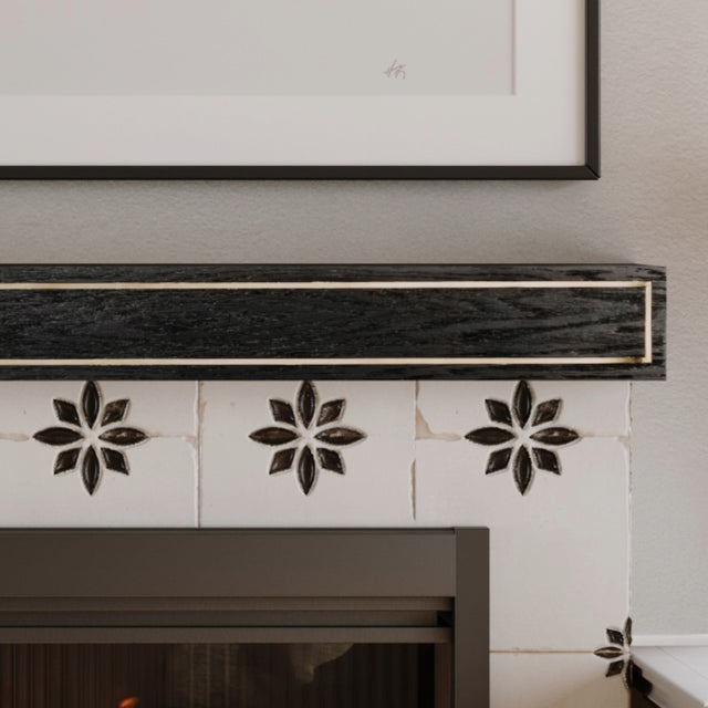 Oak Park Wood Mantel Shelf in Black