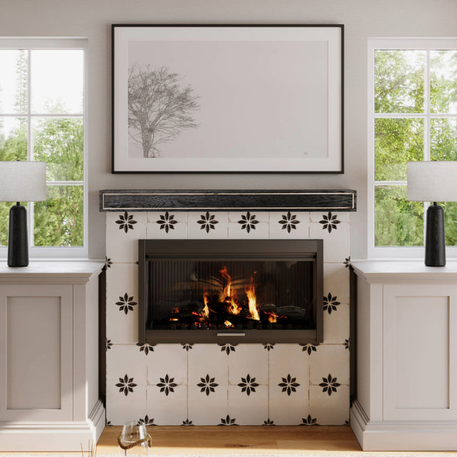Oak Park Wood Mantel Shelf in Black