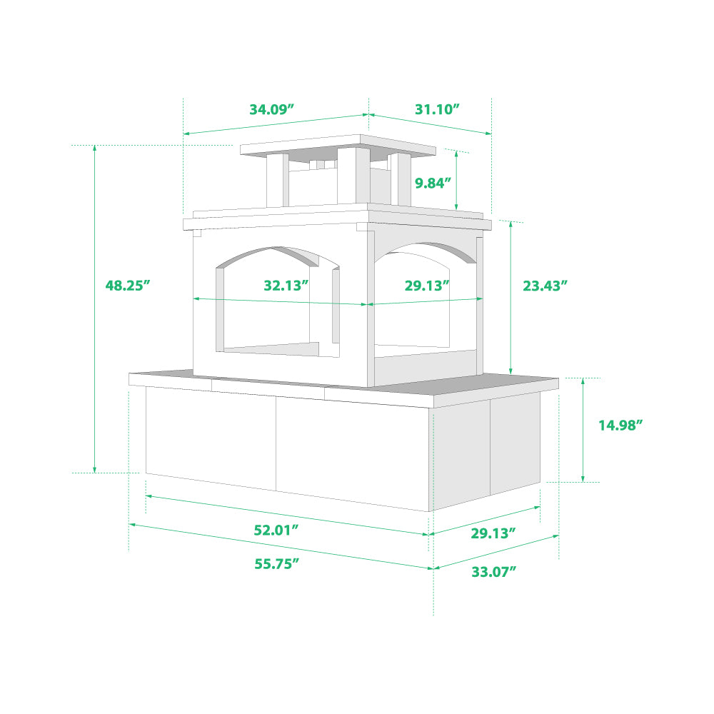 Modern Ember The Perfect Outdoor Fireplace ME-POF Dimensions