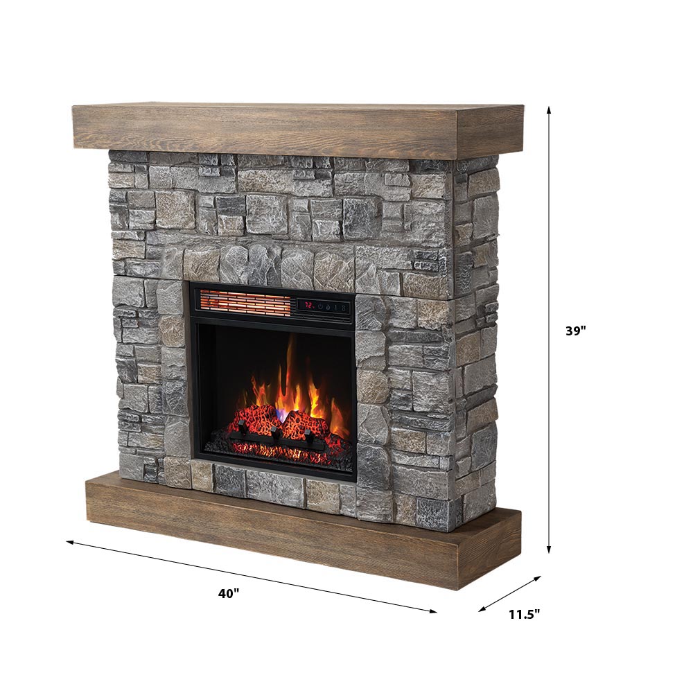 Raeford Stone Mantel & 18-in Firebox ME-RAE-STN-18 Dimensions
