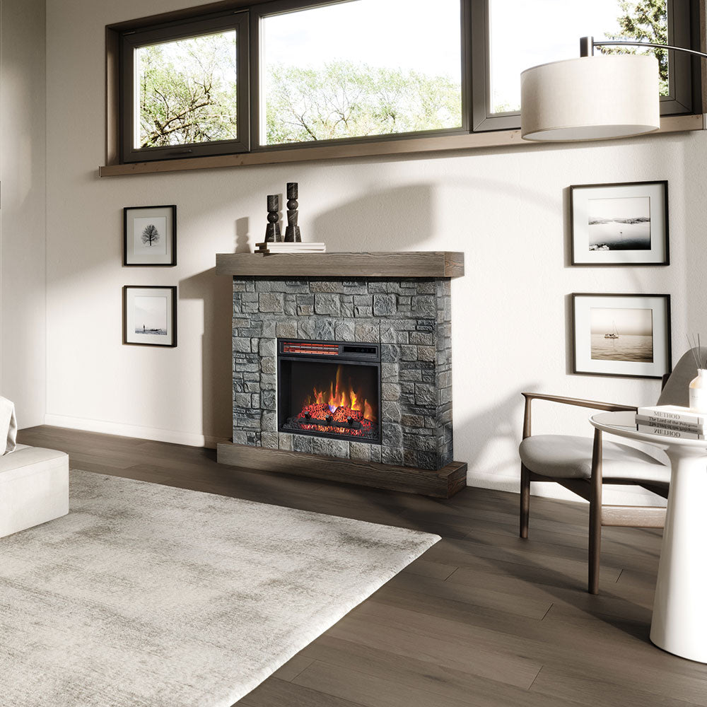 Raeford Stone Mantel & 18-in Firebox ME-RAE-STN-18