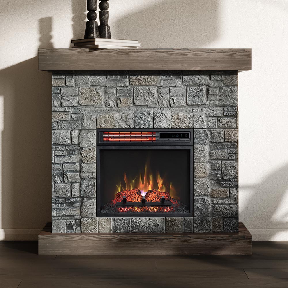 Raeford Stone Mantel & 18-in Firebox ME-RAE-STN-18