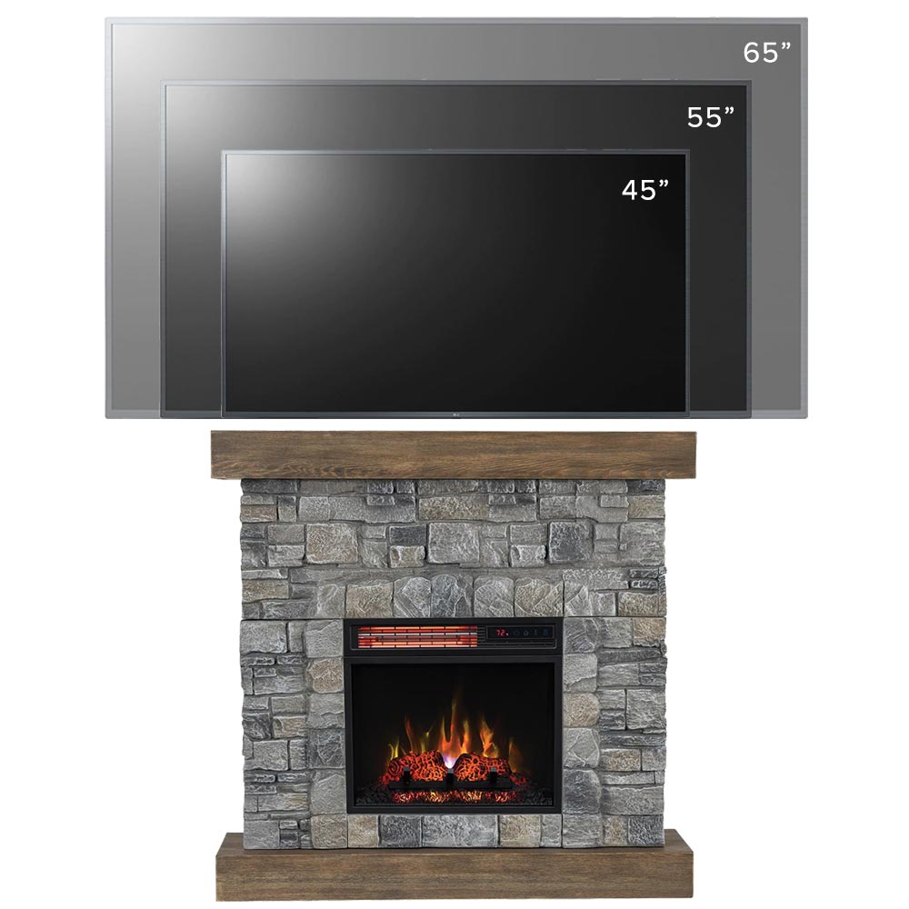 Raeford Stone Mantel & 18-in Firebox ME-RAE-STN-18