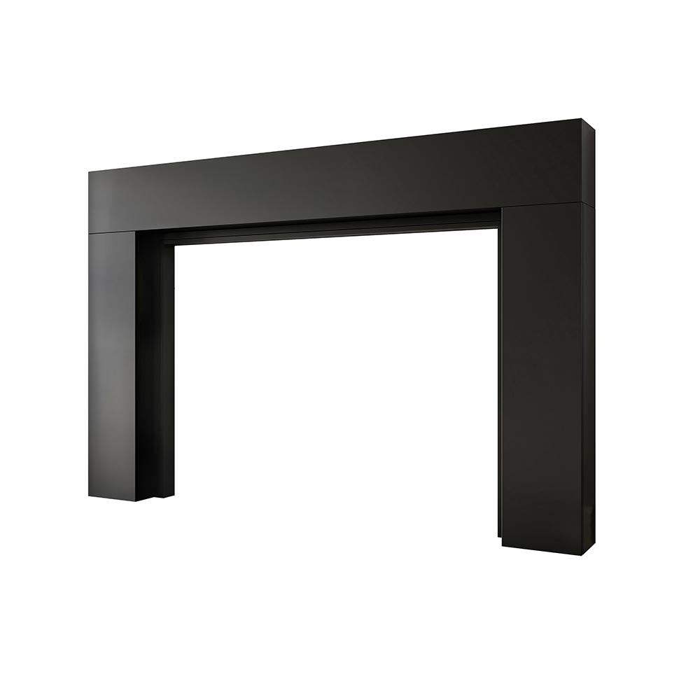 angled views of Sabine Wood Mantel Black Paint