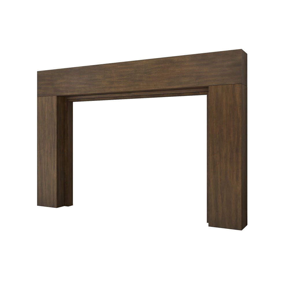 Angled view of Sabine Wood Mantel in Mocha