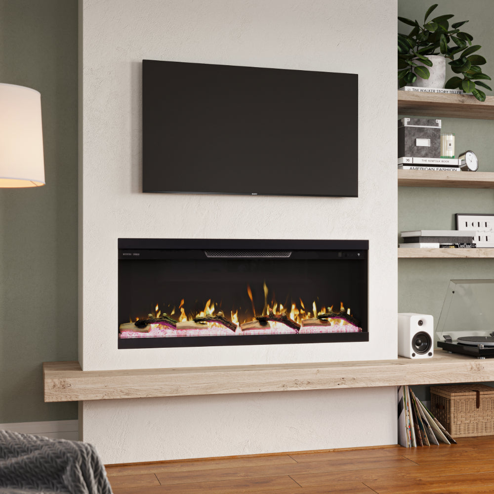 Modern Ember Skyline 50-in 3-Sided Linear Electric Fireplace ME-50-3SV : Front Only Installation