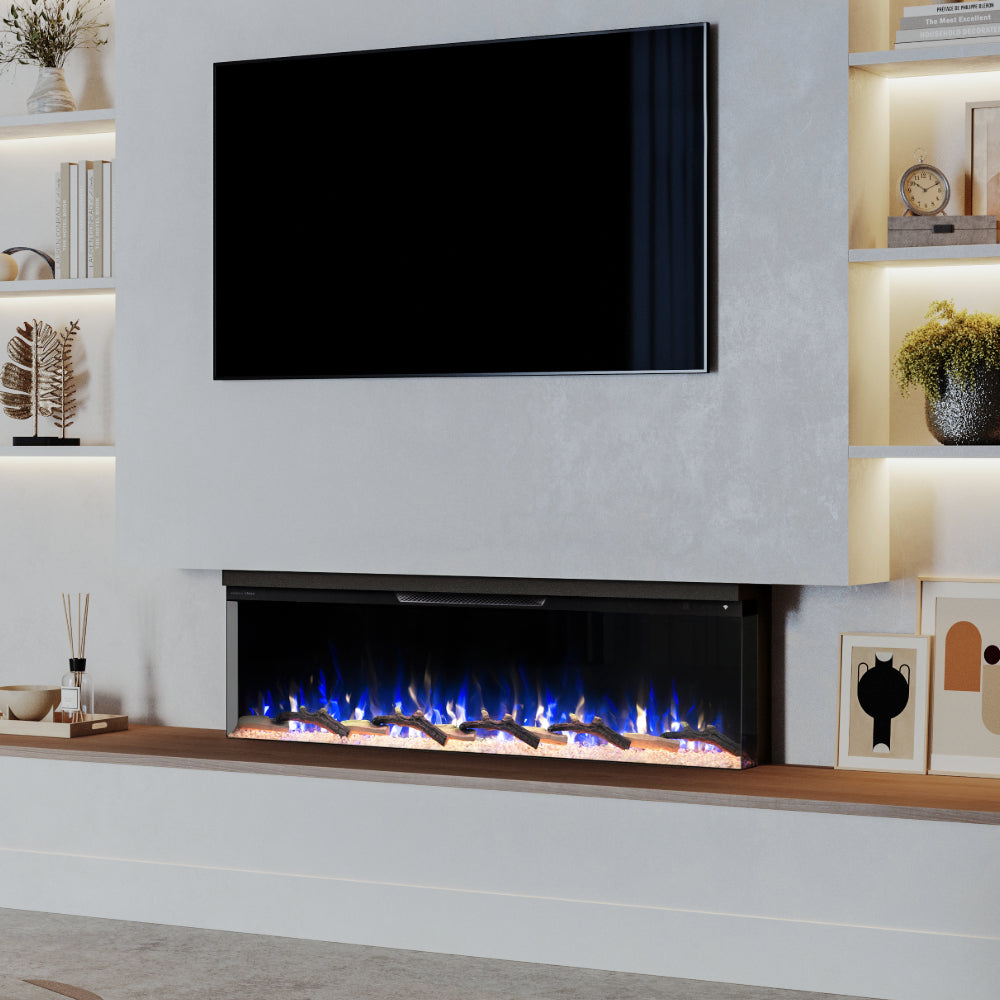 Modern Ember Skyline 60-in 3-Sided Linear Electric Fireplace ME-60-3SV : Front & 2 Sides Installation