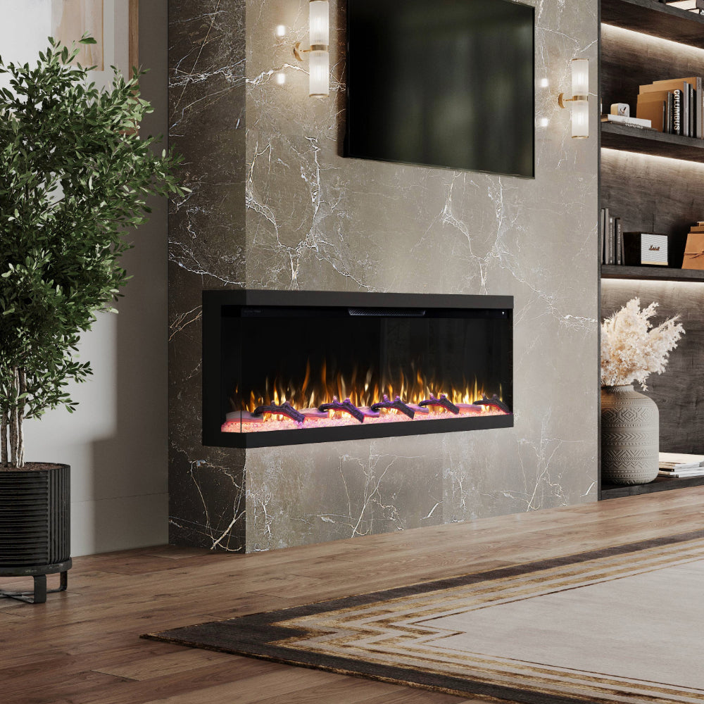 Modern Ember Skyline 60-in 3-Sided Linear Electric Fireplace ME-60-3SV : Front & 1 Side Installation