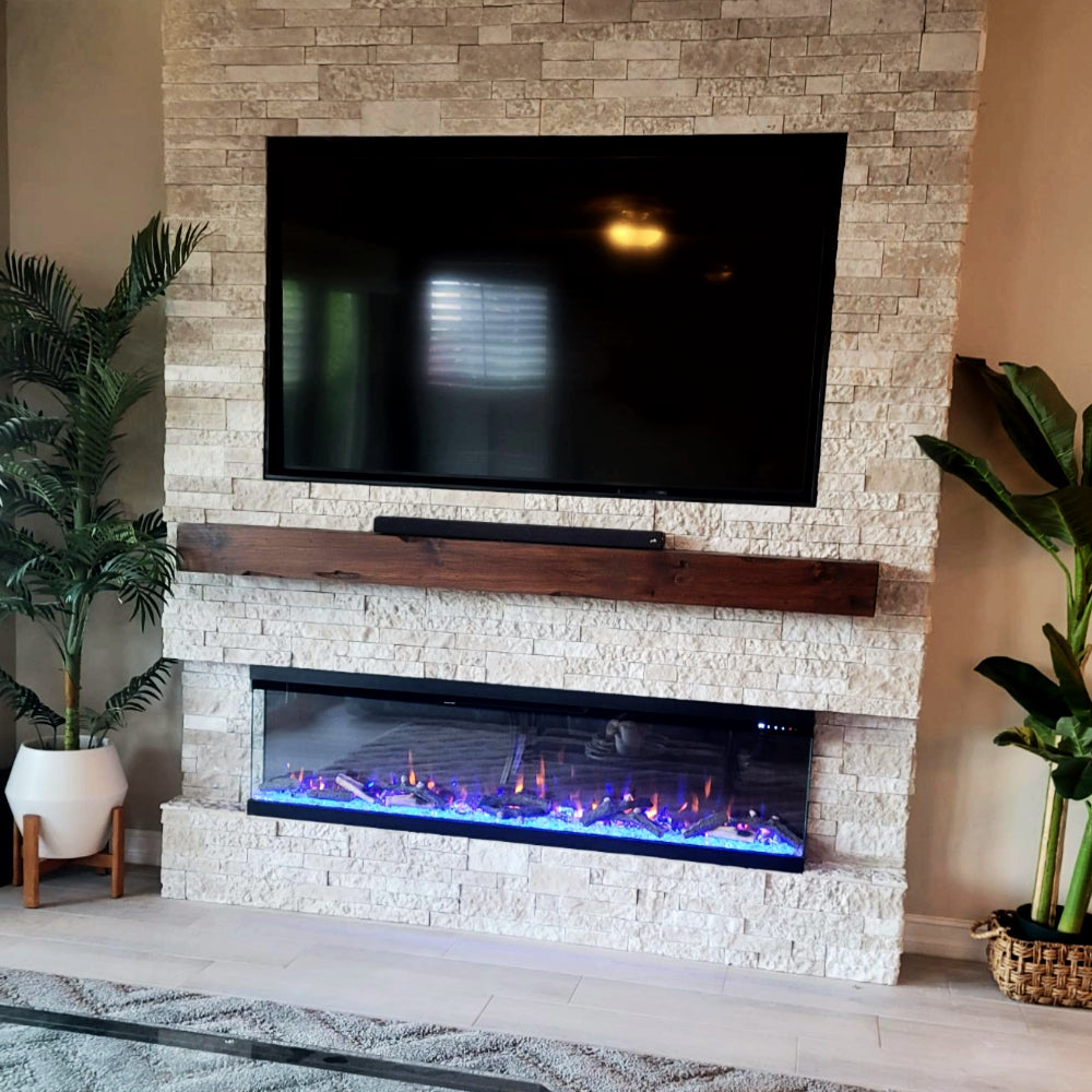 Modern Ember Skyline 72-in 3-Sided Linear Electric Fireplace ME-72-3SV : Front & 2 Sides Installation