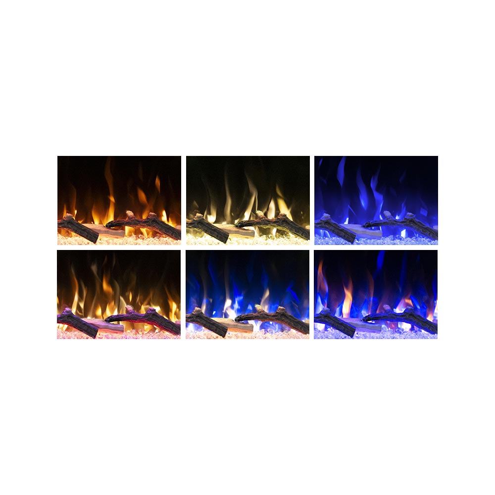 Modern Ember Skyline 50-in White Wall Mount Electric Fireplace ME-50-3SV-WHTSURR Flame Colors