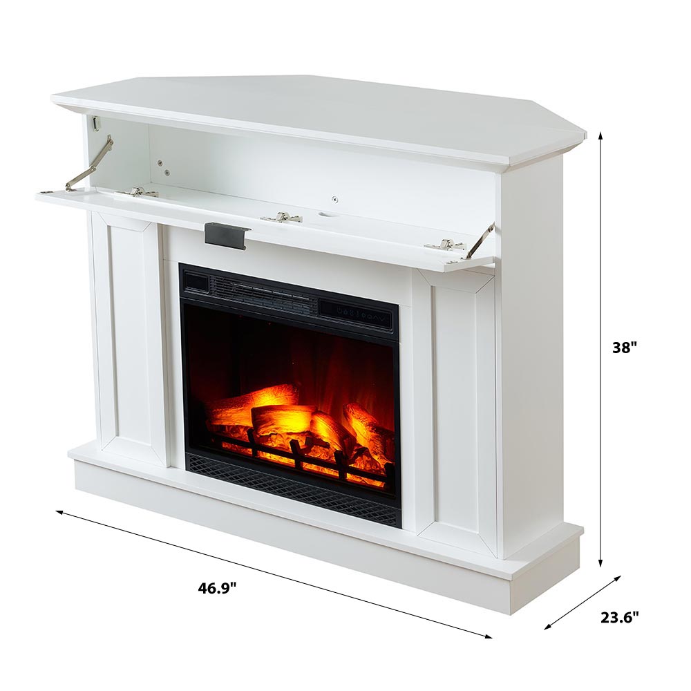 Tillary White Corner Mantel & 23-in Firebox ME-TILL-WHT-23 Dimensions