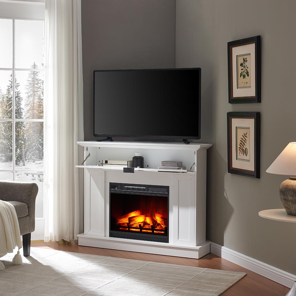 Tillary White Corner Mantel & 23-in Firebox ME-TILL-WHT-23