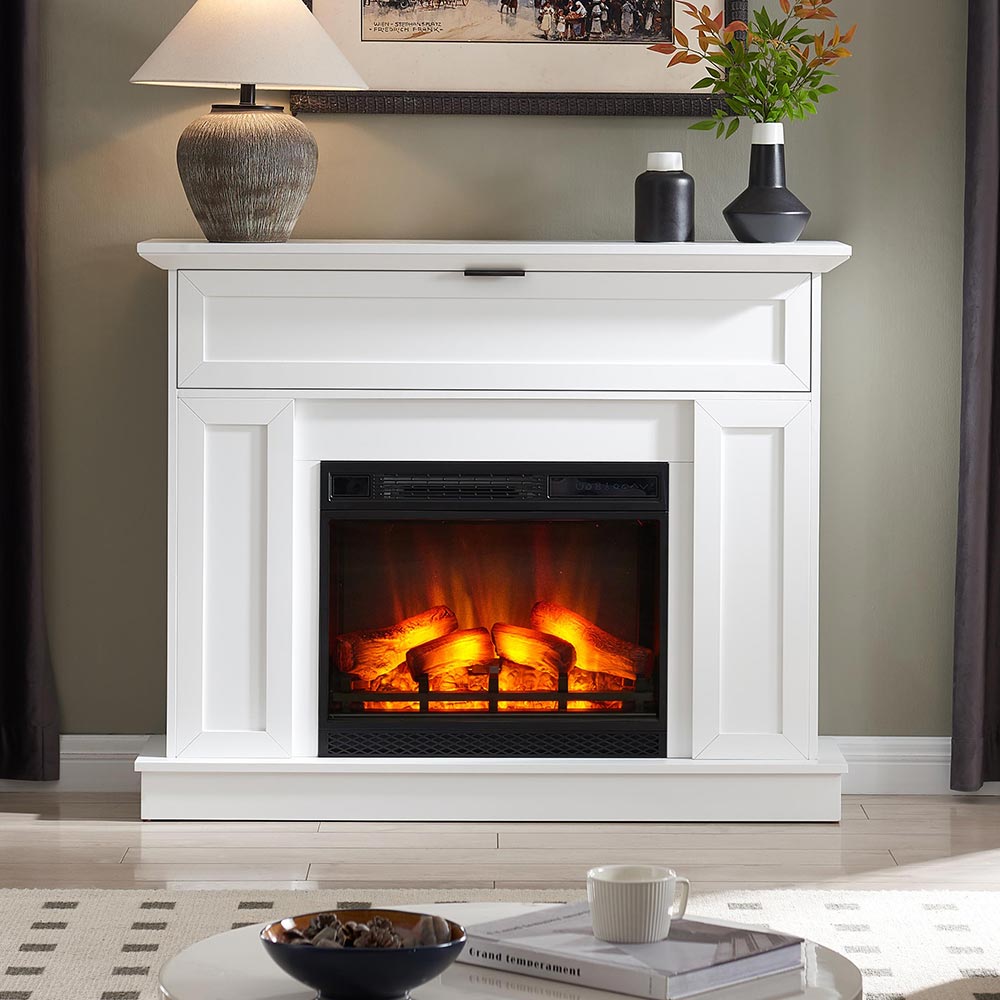 Tillary White Corner Mantel & 23-in Firebox ME-TILL-WHT-23