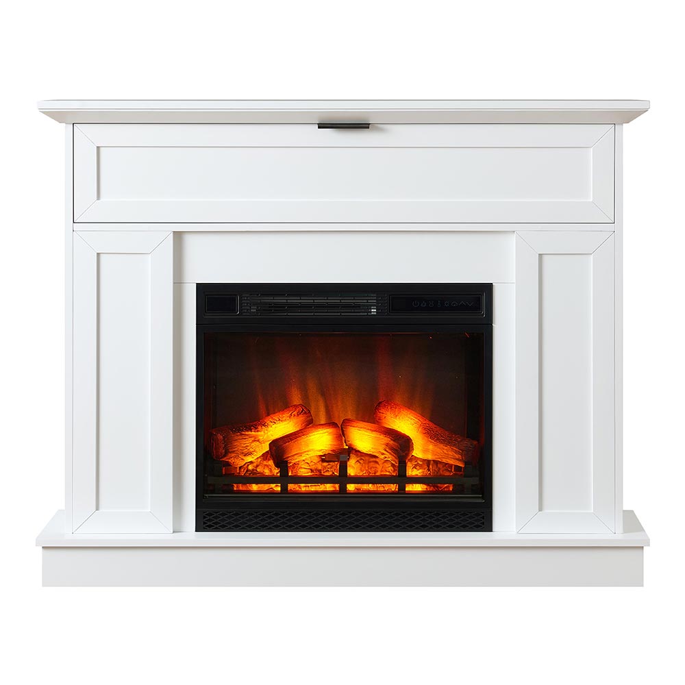 Tillary White Corner Mantel & 23-in Firebox ME-TILL-WHT-23 Flame Colors