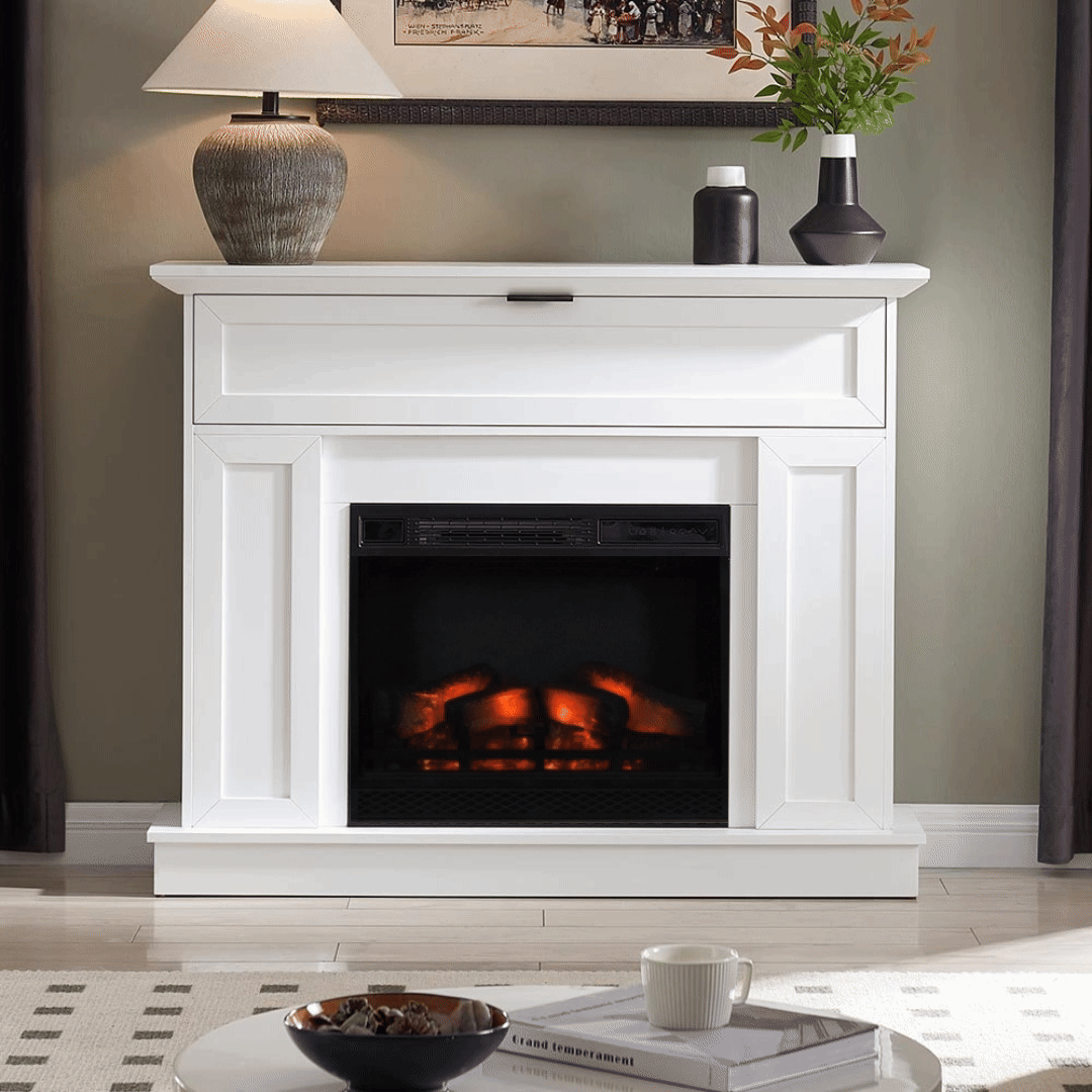 Tillary White Corner Mantel & 23-in Firebox ME-TILL-WHT-23
