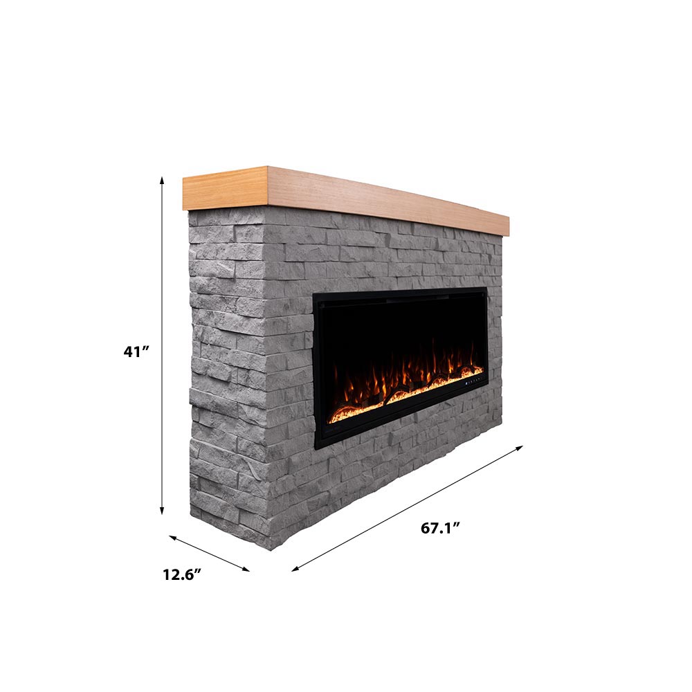 Wyman Linear Stone Mantel & 50-in Firebox ME-2408M-STN-50 Dimensions