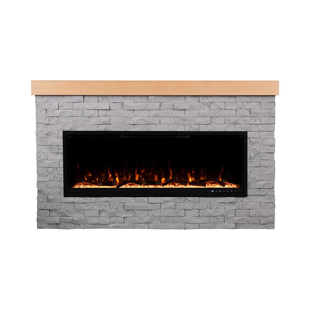 Wyman Linear Stone Mantel & 50-in Firebox ME-2408M-STN-50