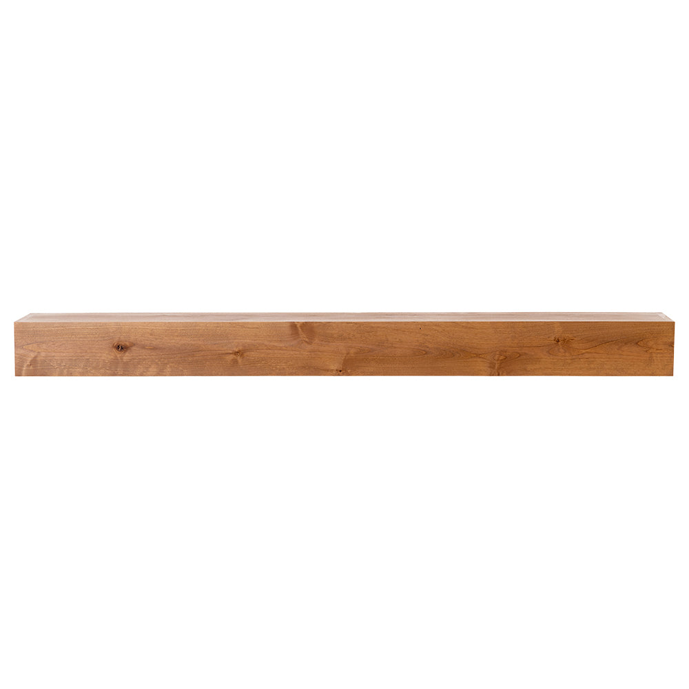 Tipton 72"floating fireplace mantel shelf in light natural wood finish with smooth clean lines