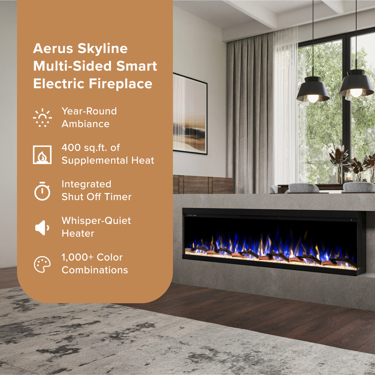 Skyline 3-Side Linear Electric Fireplace