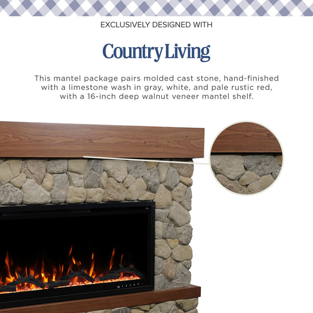 Brookstone River Rock Mantel & 50" Linear Firebox by Country Living