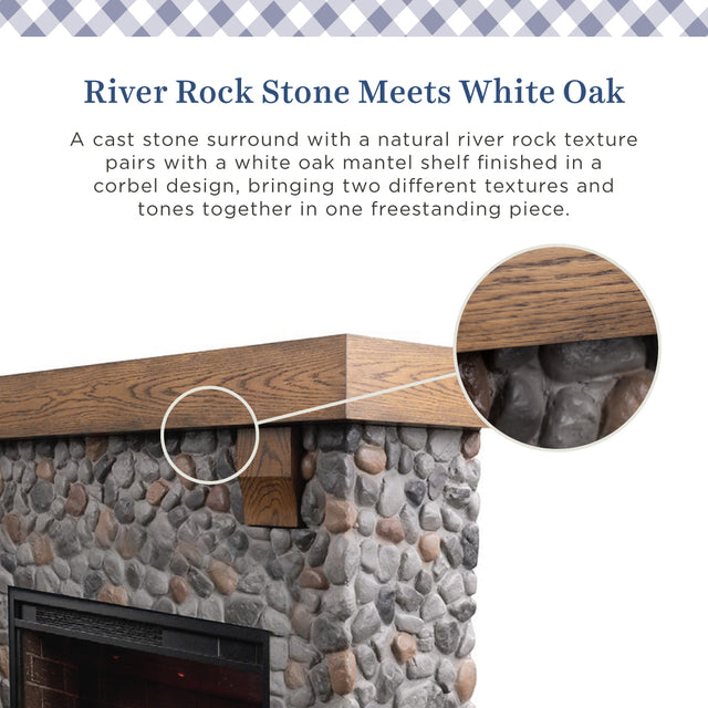 Glenbrook River Rock Mantel & 28" Firebox by Country Living