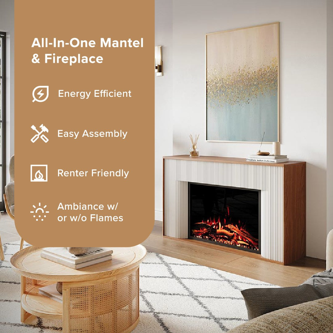 Arrie Fluted Mantel & 33" Firebox