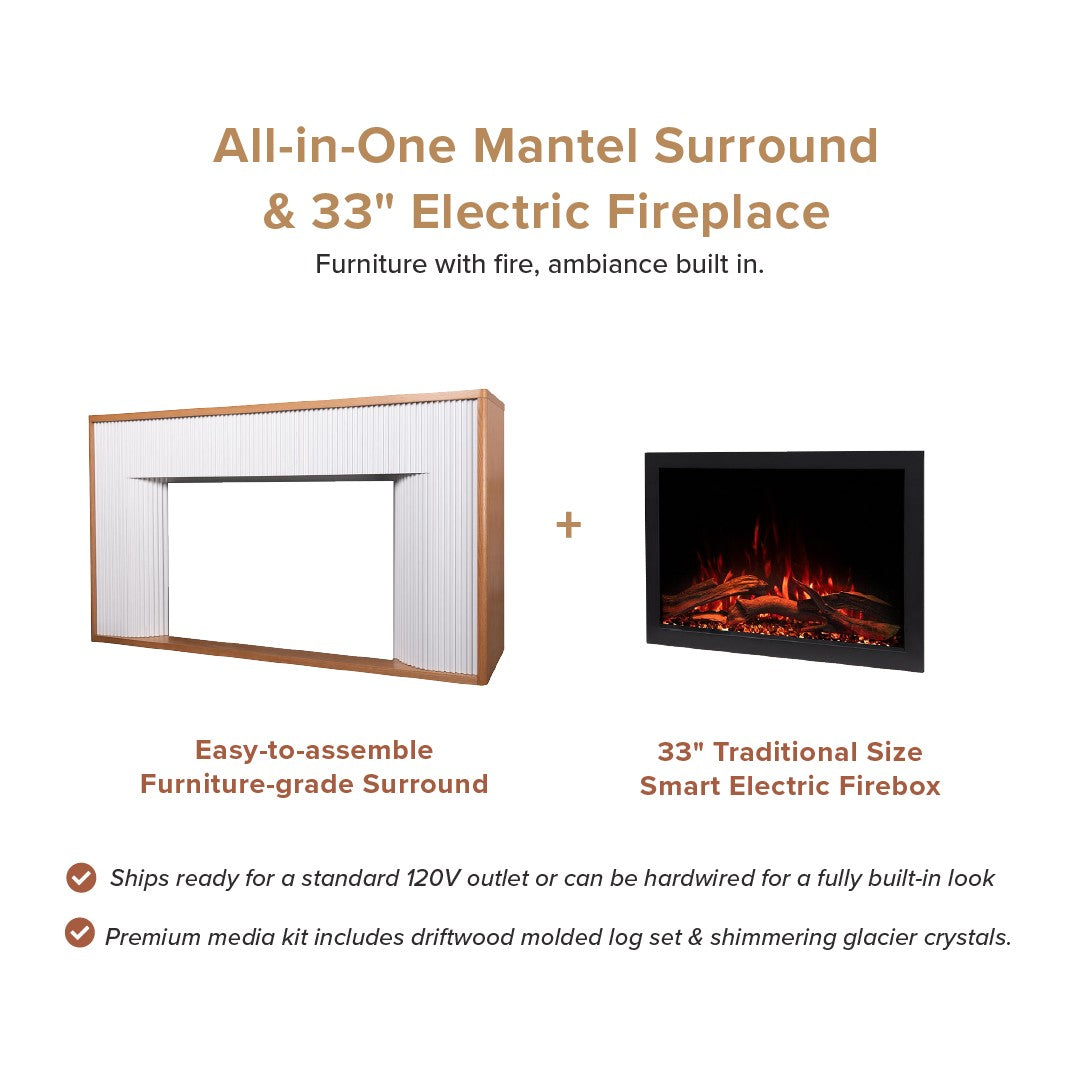 Arrie Fluted Mantel & 33" Firebox