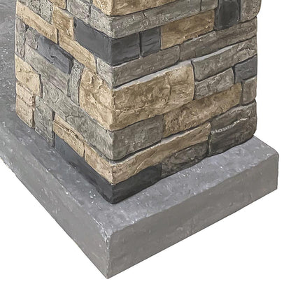 Angled perspective of the Dixson Stone Mantel showcasing the full faux stone  surround.