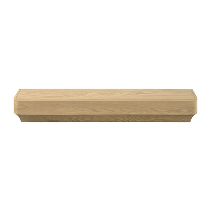 48-inch Forma floating mantel shelf in blonde wood, mid-century modern design
