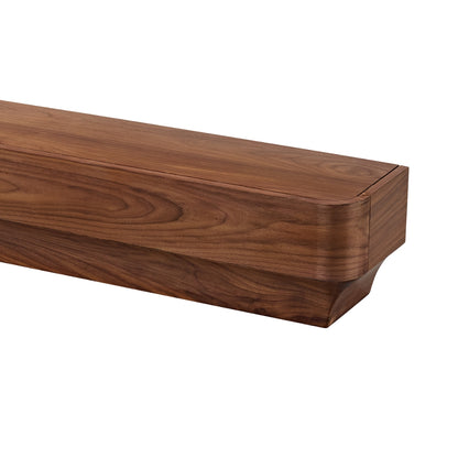 angled view of Forma Mantel Shelf 60 Inch in Matte Clear