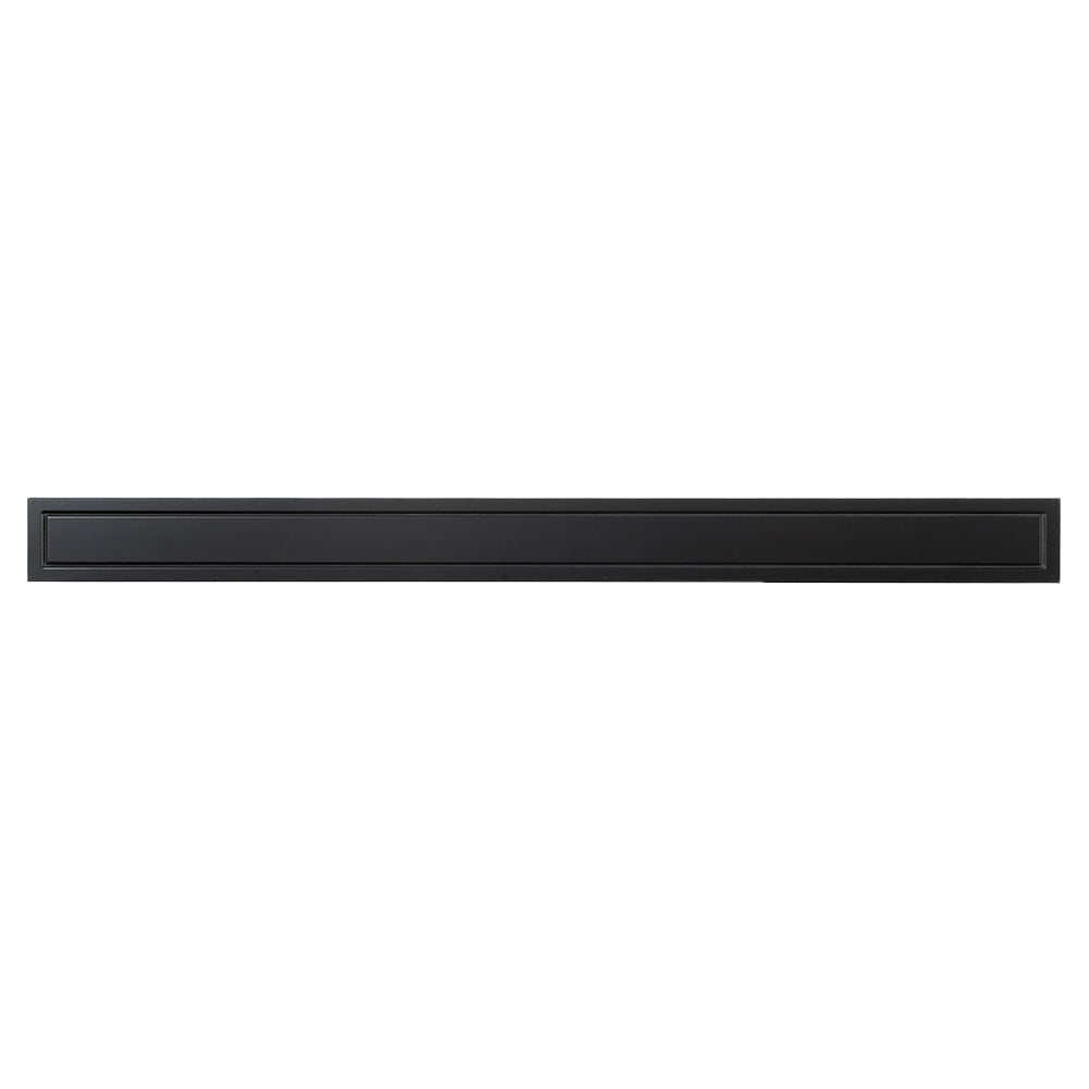 Lotta transitional floating shelf, thin profile, showcasing the black wood finish.