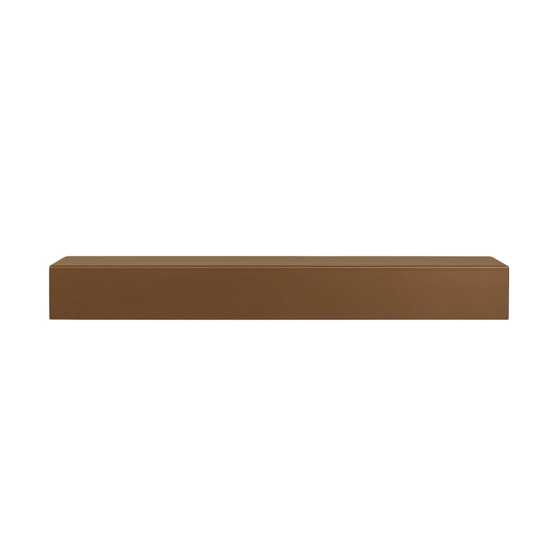 Cast Bronze Lustra Metal Mantel Shelf, straight-on view, showcasing the warm brown metallic color.