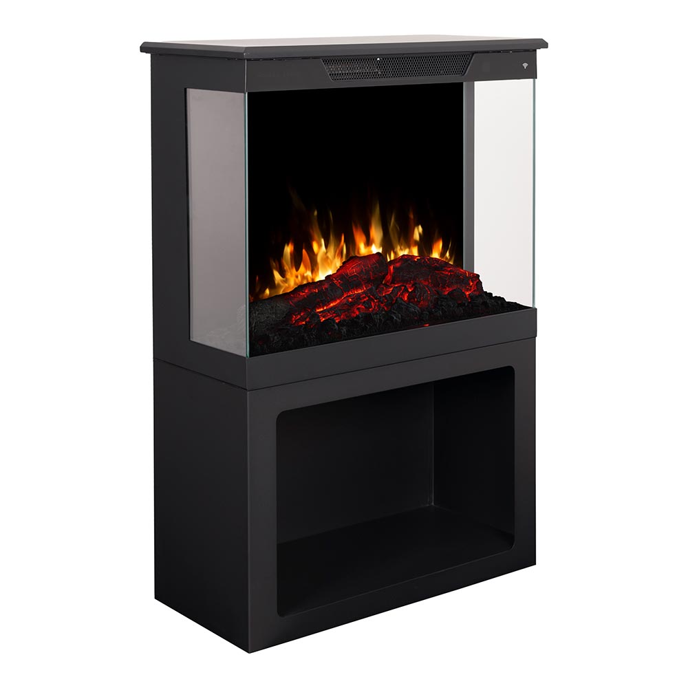 Modern Ember 24-in Black 3-Sided Stove with Storage Base ME-24-3SD-KIT-BLK