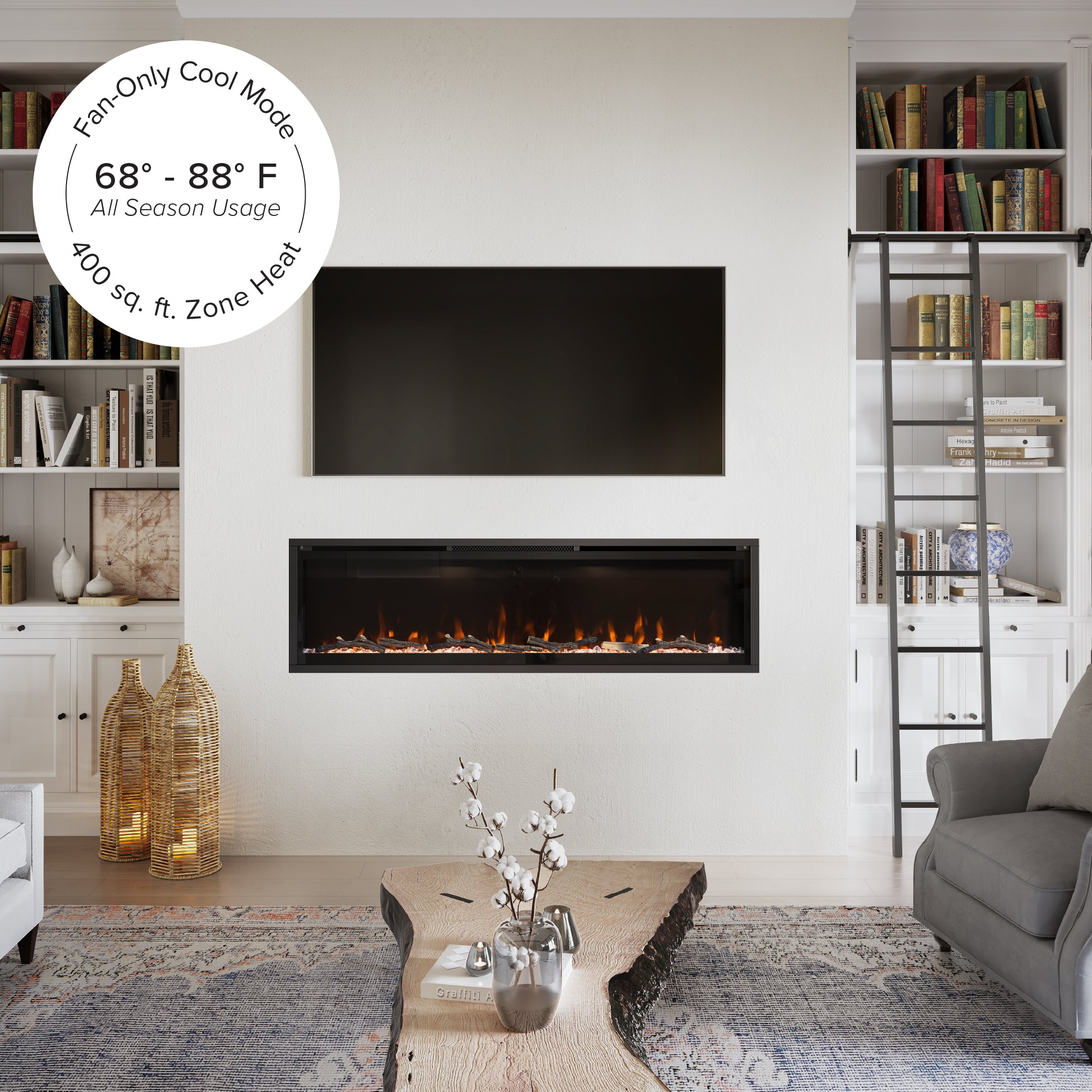 Modern Ember Aerus Deep 60-in Linear Electric Fireplace - ME-SL60