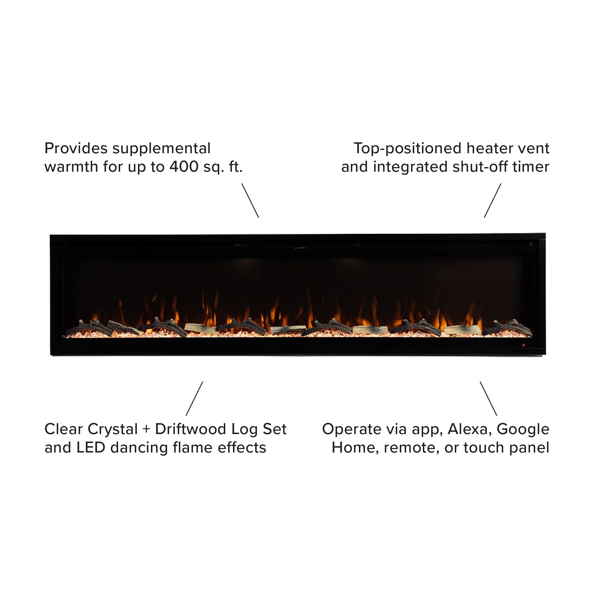 Modern Ember Aerus Deep 72-in Linear Electric Fireplace - ME-SL72 - Dimensions