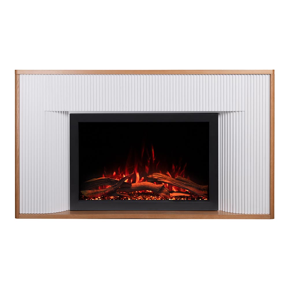 Straight-on view of the 33-inch Highmark electric fireplace insert, showing the full flame display.